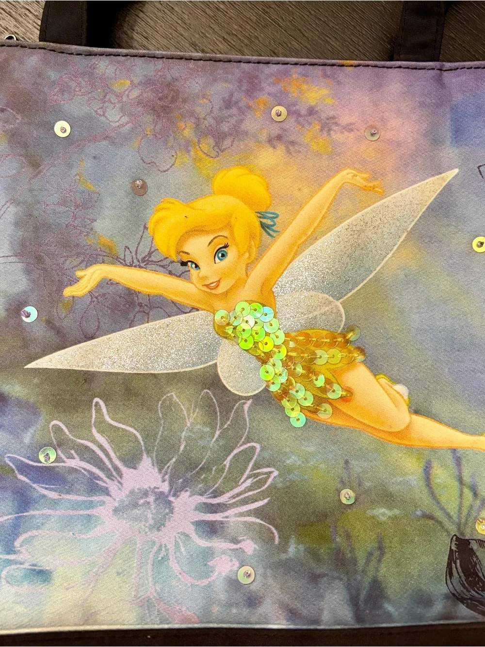 Disney Purple Tinker Bell Sequin Kids Tote Bag